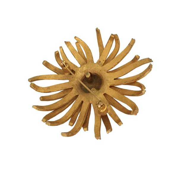 Sculptural Botanical Flower Vintage Figural Brooch Pin Costume Jewelry - Picture 3 of 5